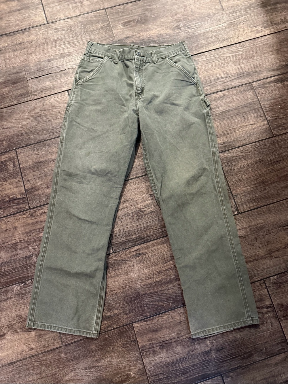 Vintage Carhartt Pants Mens
32×30 B11 MOS Green Duck
Canvas Carpenter Workwear